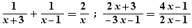 1/(x+3)+1/(x-1)=2/x;(2x+3)/(-3x-1)=(4x-1)/(2x-1)