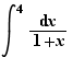 ∫ ^4 d(x)/(1+x)