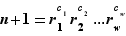 n+1=r_1^c_1r_2^c_2...r_w...