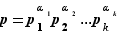 p=p_1^α_1p_2^α_2...p_k^α...