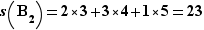 s(B_2)=2*3+3*4+1*5=23
