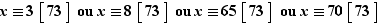 x≡3|(73)|oux≡8|(73)|oux≡...
