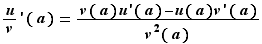 (u/v)'(a)=(v(a)u'(a)-u(a...