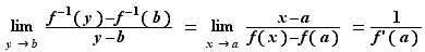 limite_y→b(f^-1(y)-f^-1(...