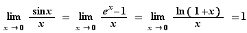 limite _x→0 sin (x)/x= l...