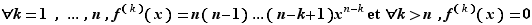 ∀k=1,...,n,f^(k)(x)=n(n-...